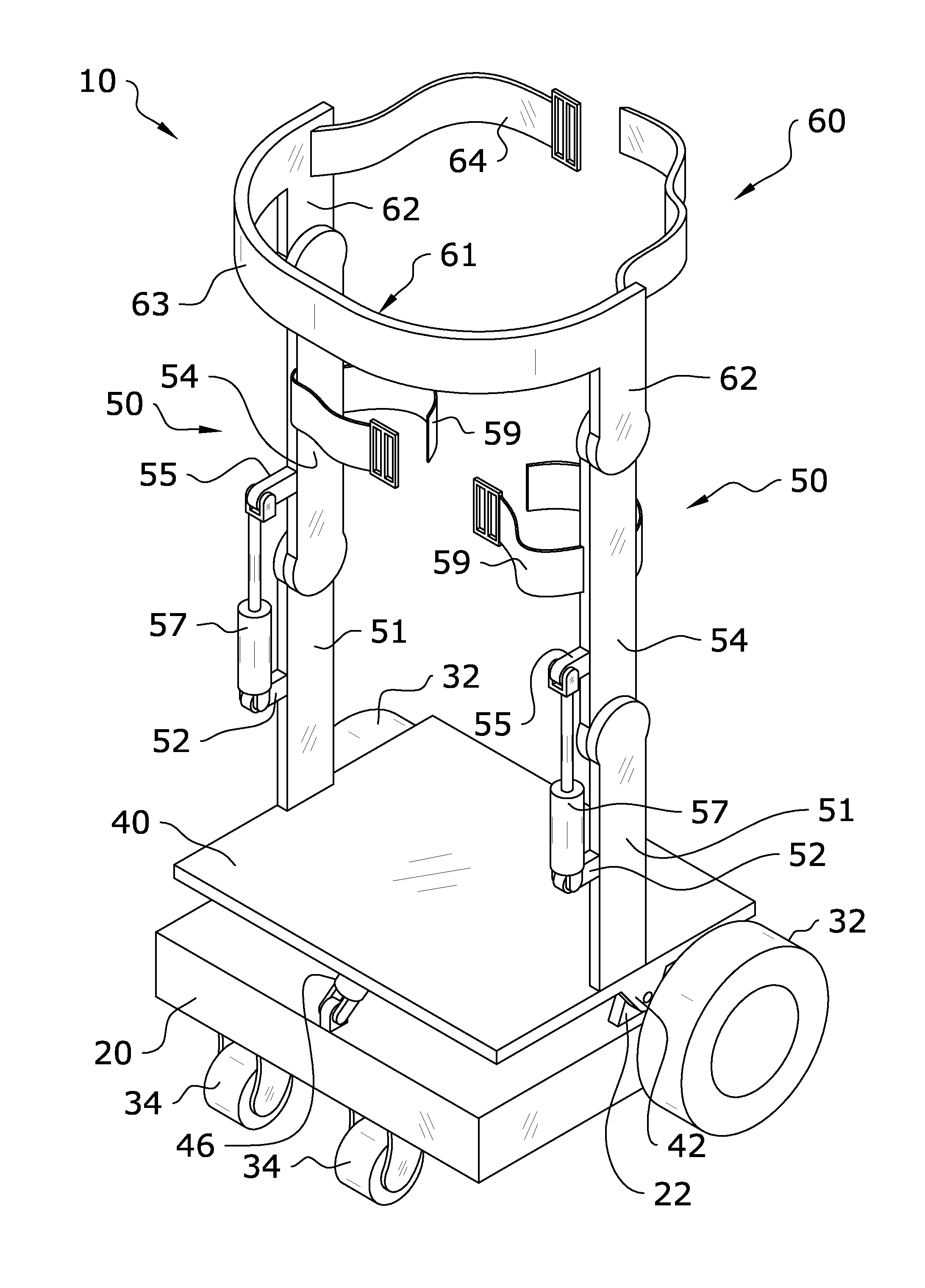 Mobile device for supporting a user in a standing, sitting, or kneeling position