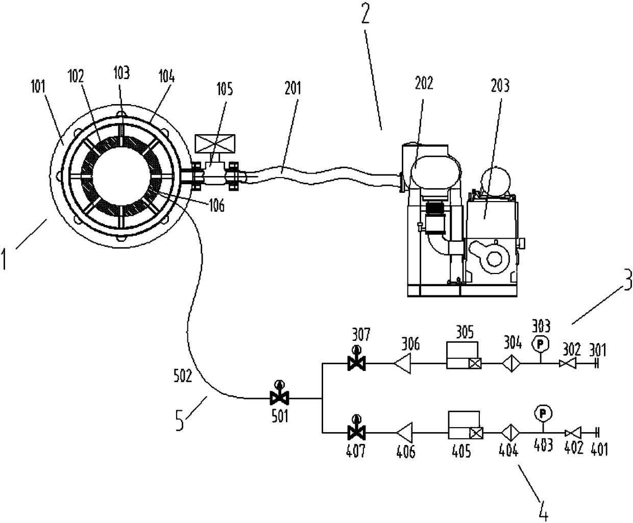 Switching device and inflating device for free piston shock tunnel compression pipe