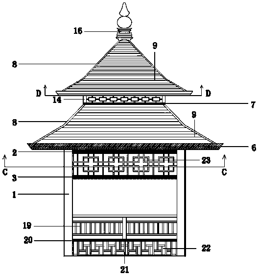 Dual-stage-ceiling Chinese style structure framework room prepared from aluminum profile