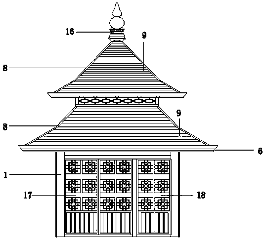 Dual-stage-ceiling Chinese style structure framework room prepared from aluminum profile