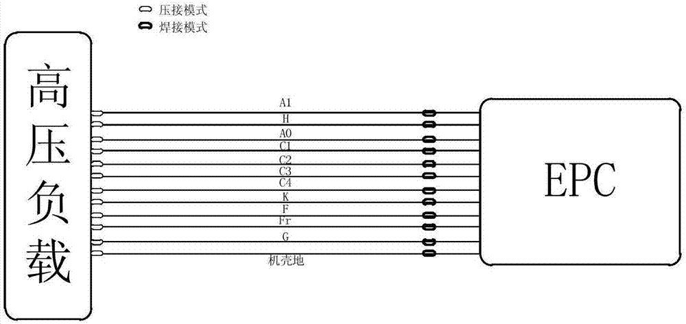 High-voltage adapting and testing device and preparation method and application thereof