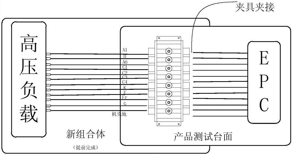 High-voltage adapting and testing device and preparation method and application thereof