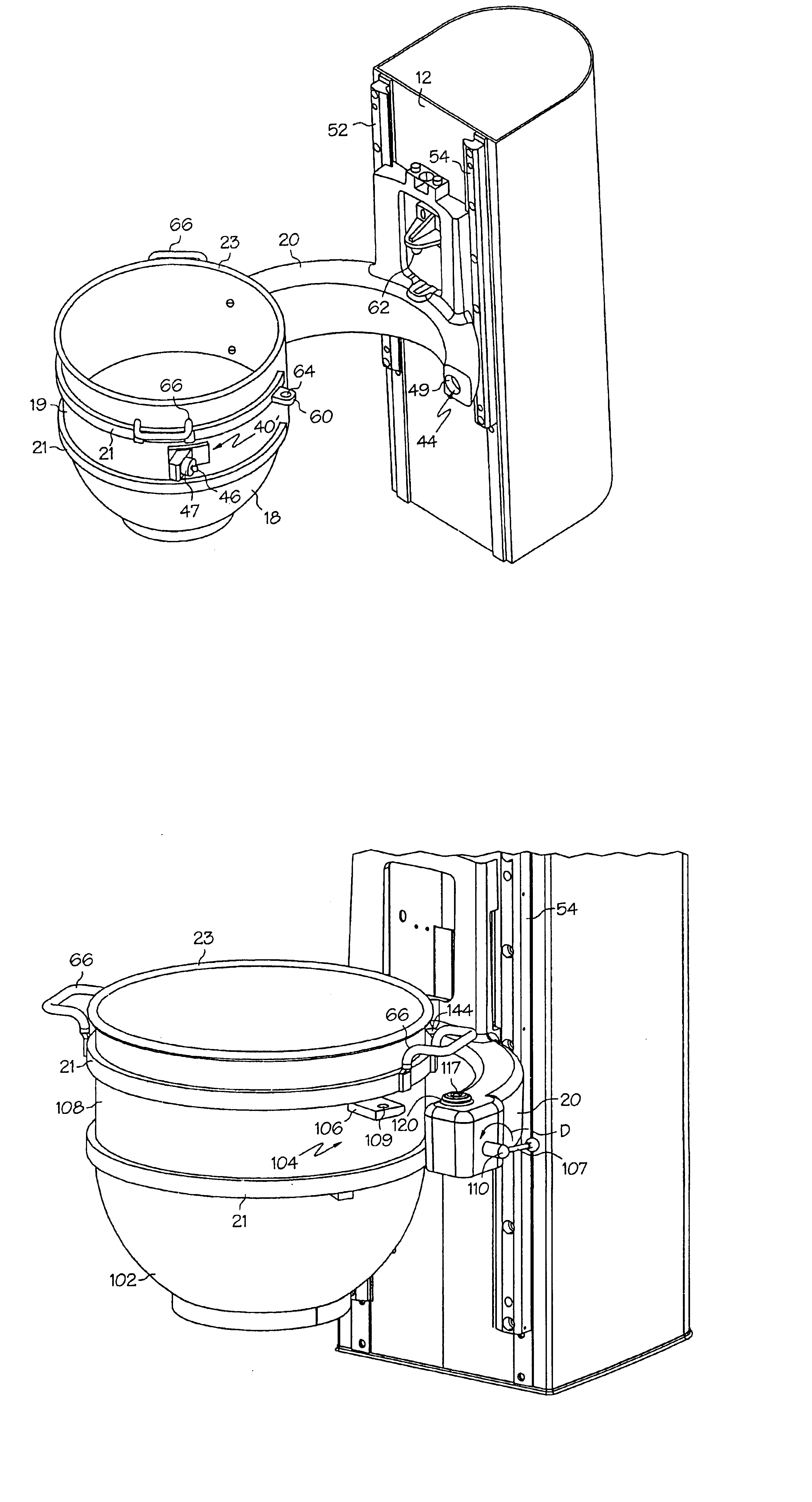 Mixer with pivotable bowl