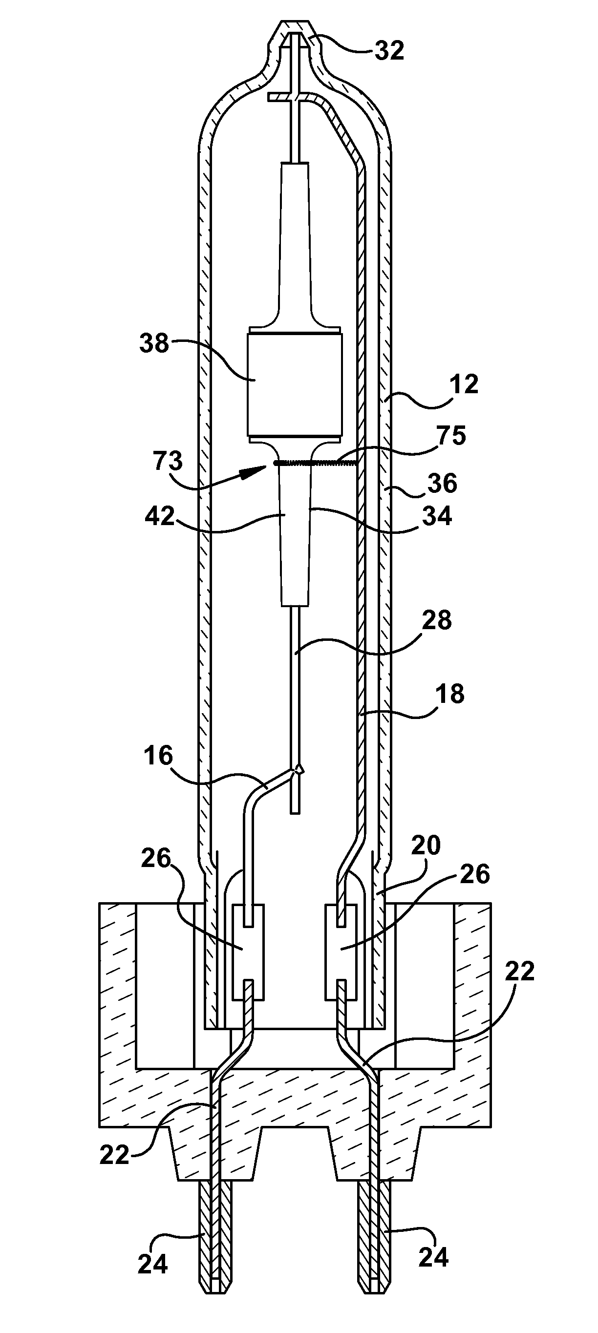 High intensity discharge lamp with coiled wire ignition aid