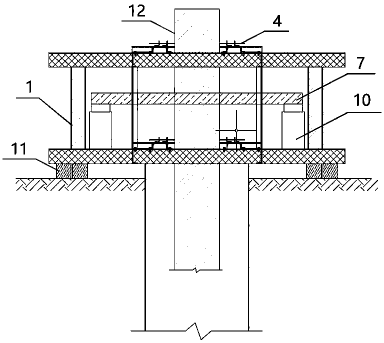 Positioning device for improving insertion of steel pipe column into hollow pile and method for integrally constructing pile column