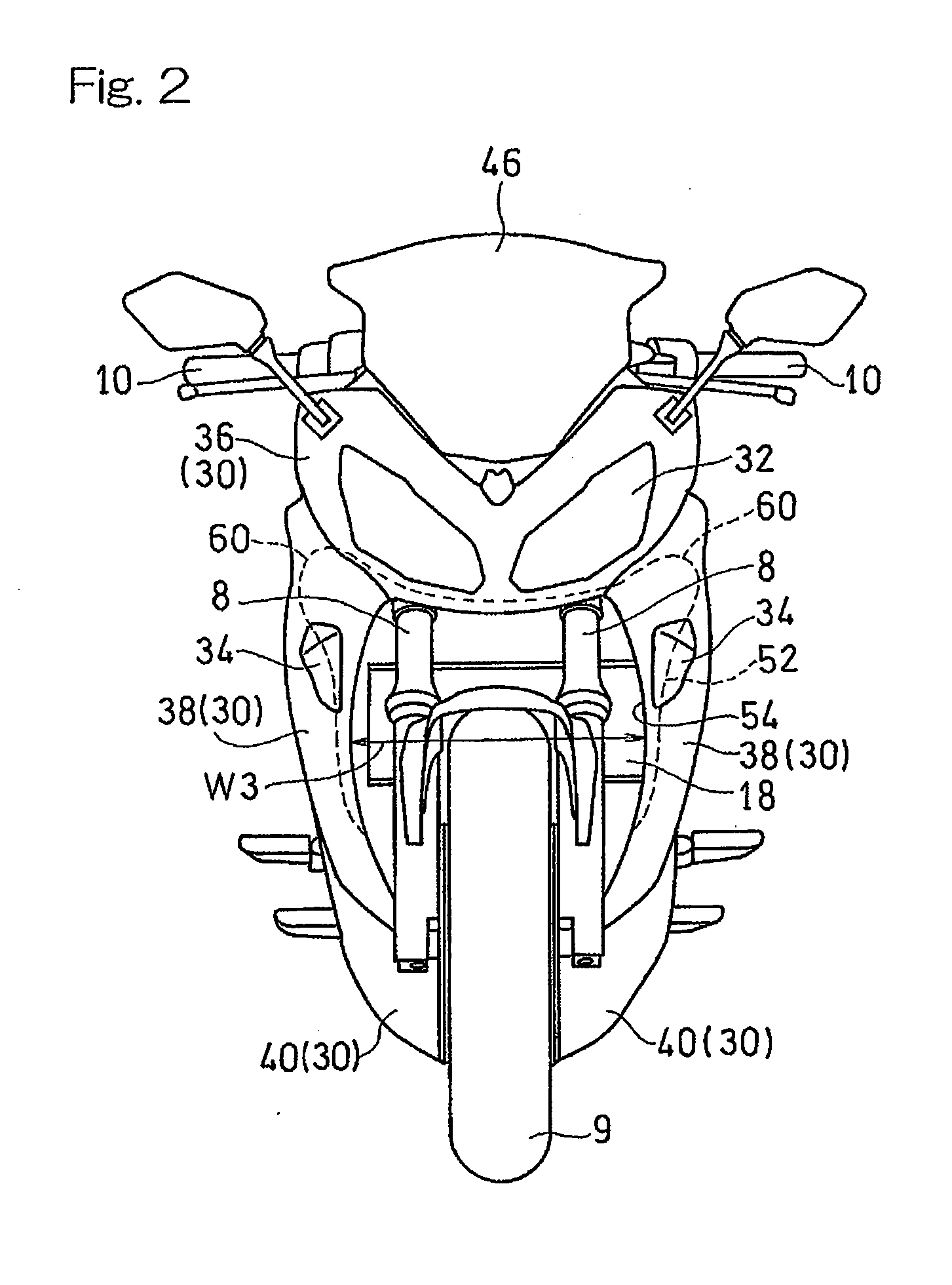 Air guiding structure for motorcycles