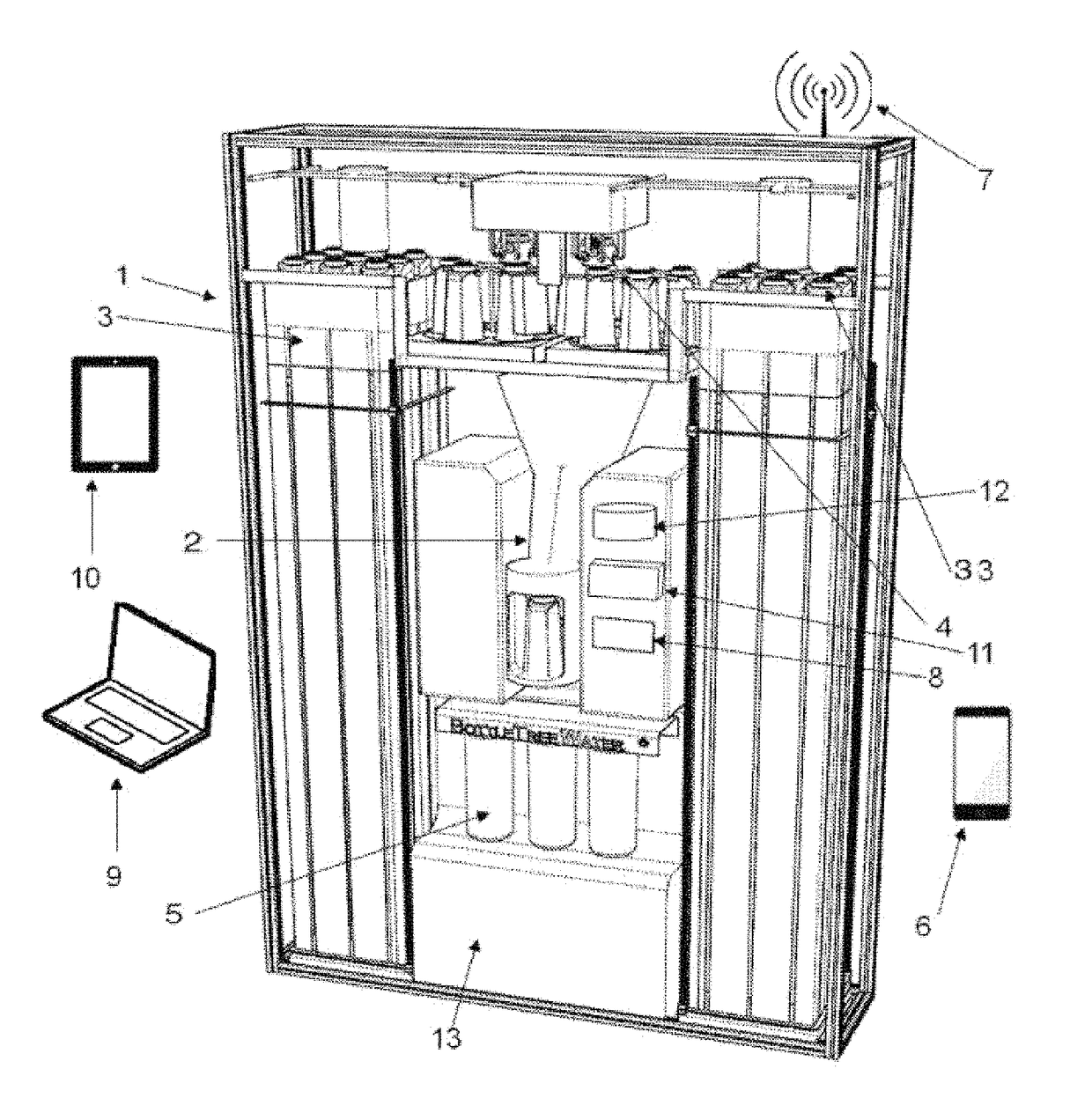 Automated electromechanical system for dispensing liquid in a sealed container