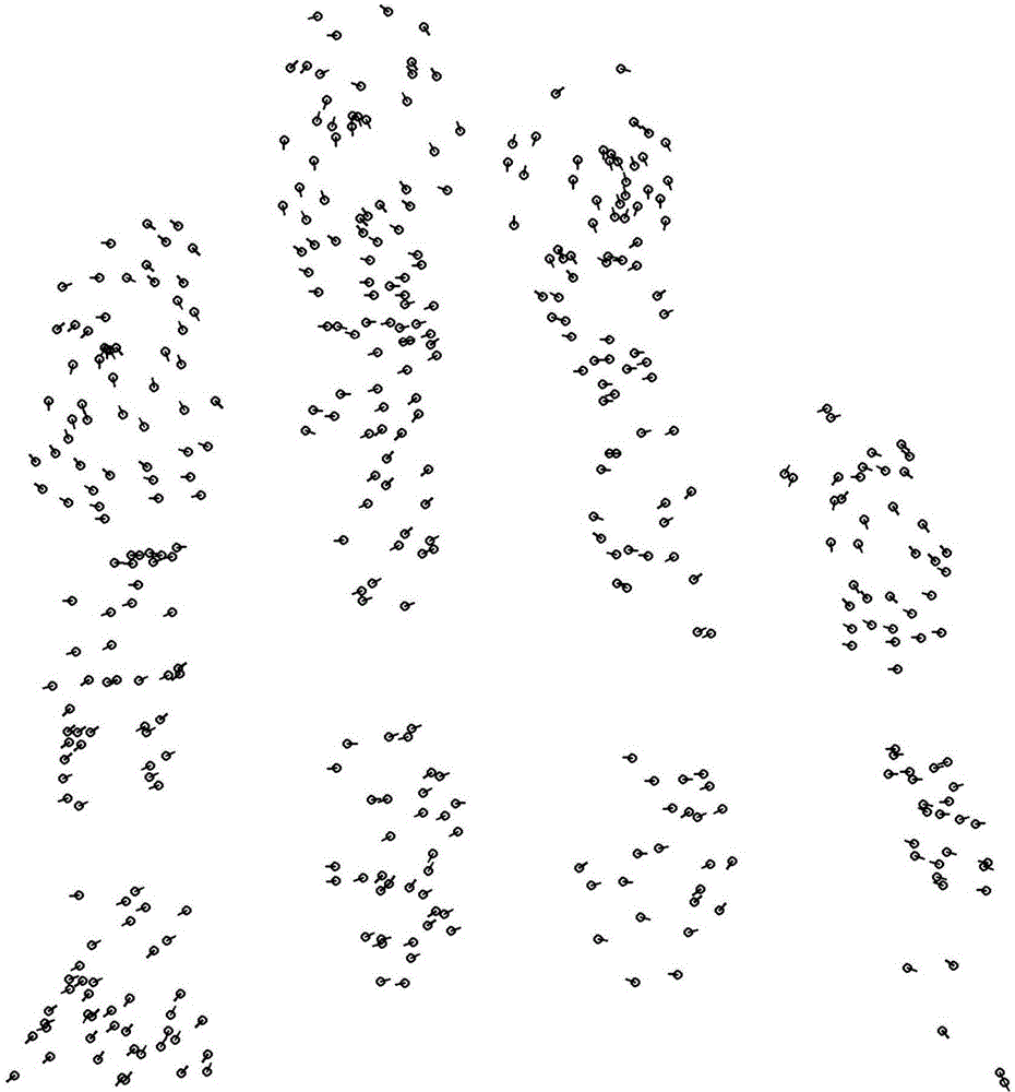 Method for comparing four-slap fingerprint based on feature point set segmentation and RST invariant features