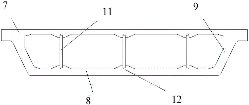 Partial steel web single-box four-chamber composite box girder suitable for low-tower cable-stayed bridges