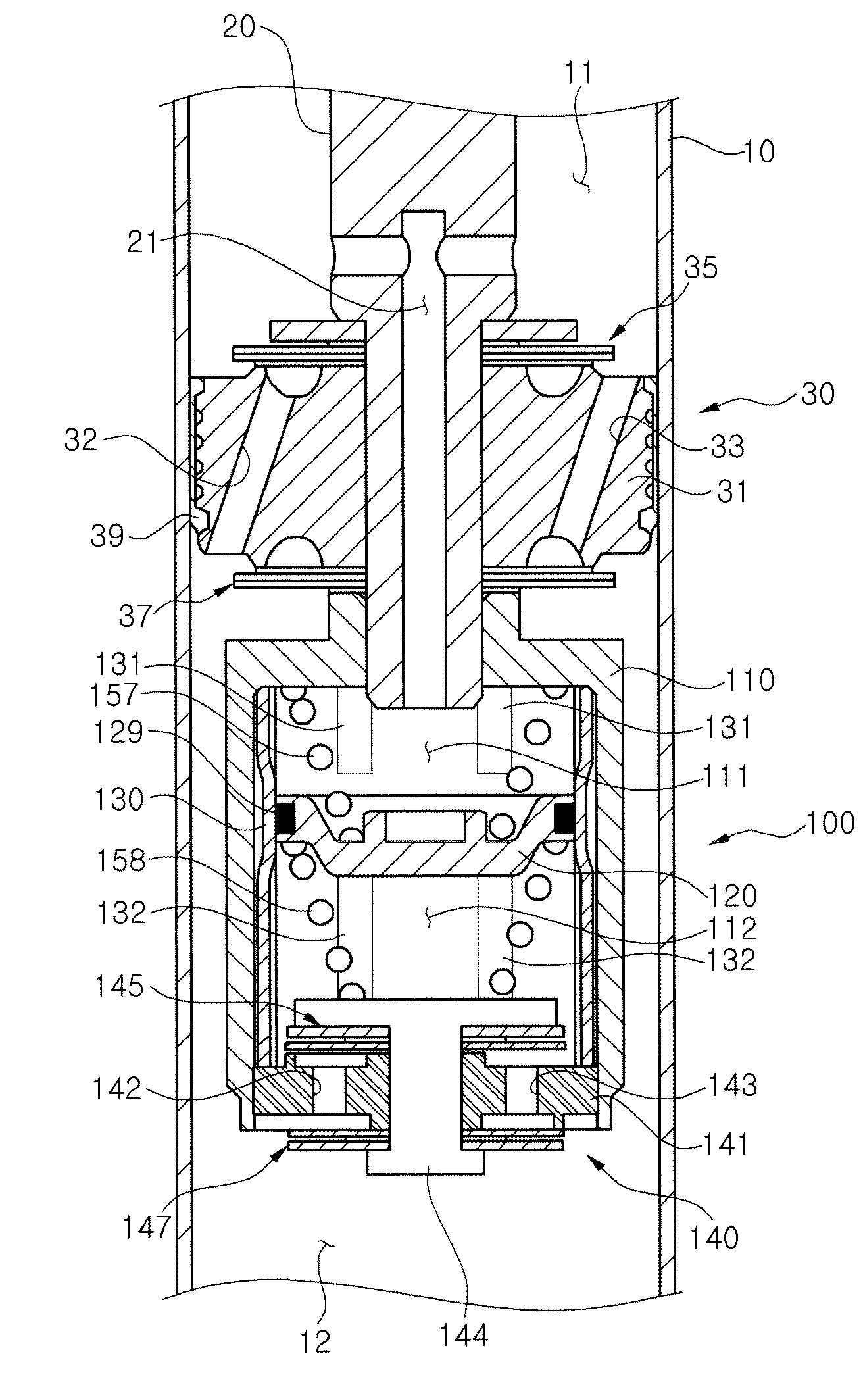 Frequency/pressure sensitive shock absorber