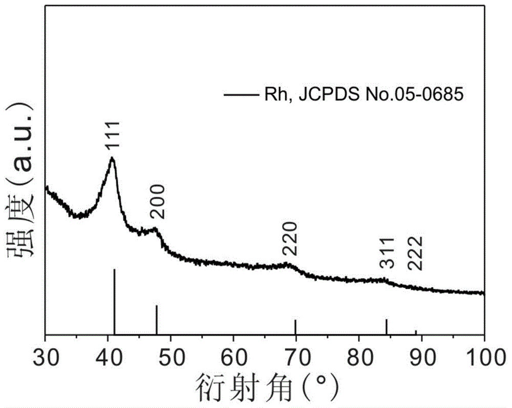 Rhodium nanometer catalyst as well as preparation method and application thereof