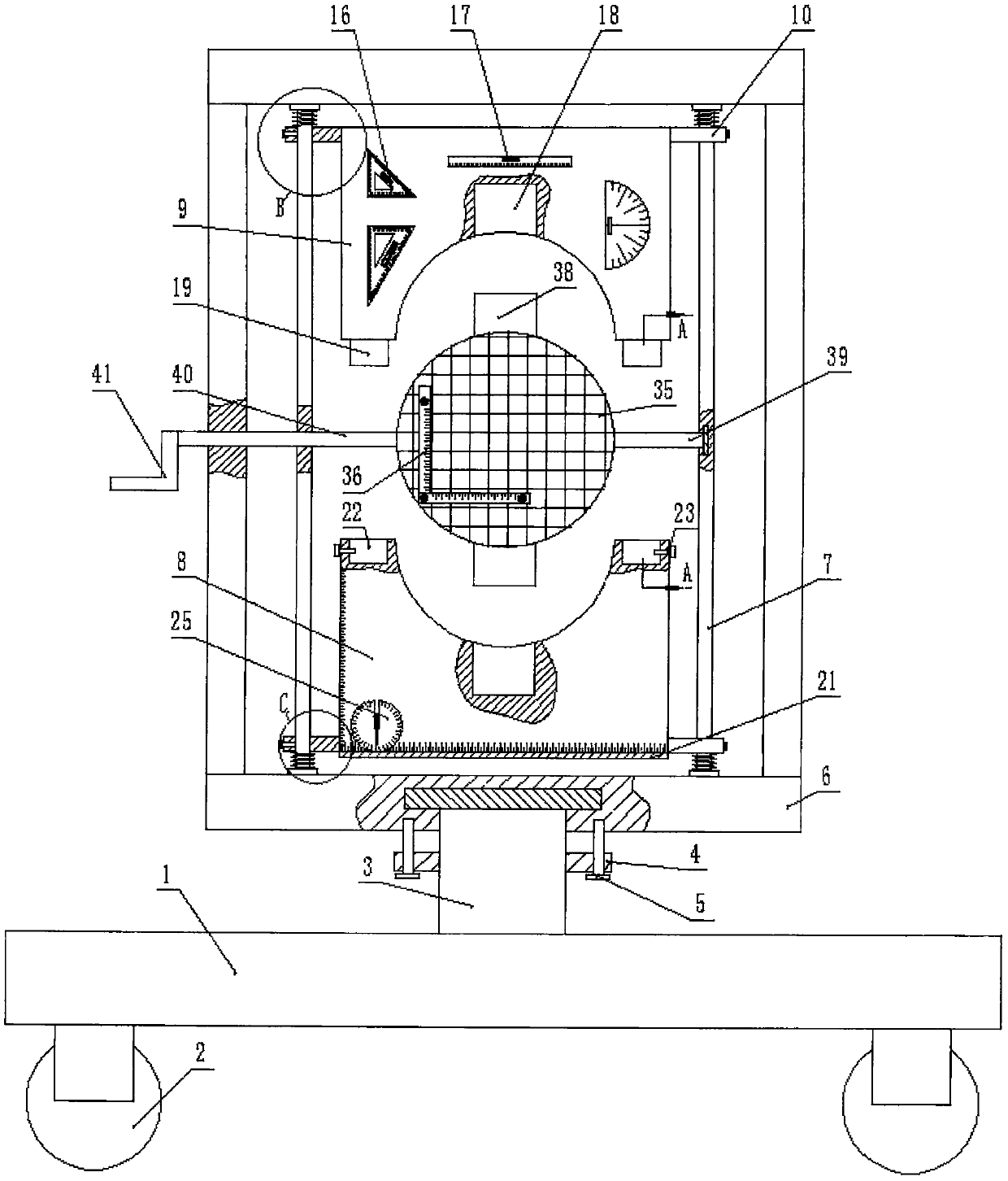 Multifunctional auxiliary device for mathematics teaching