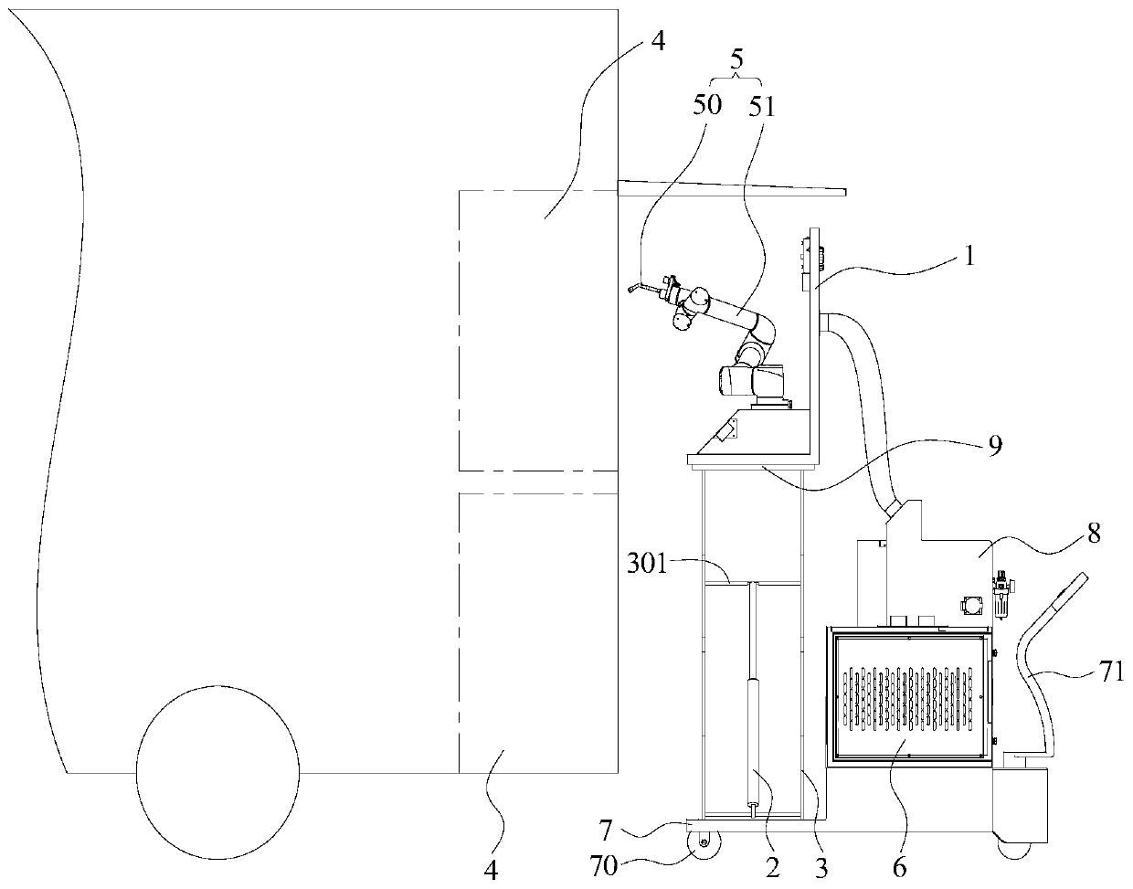 Dust collection device of engine compartment of motor vehicle