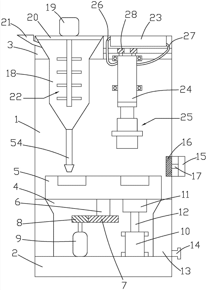 Pressure moulding machine used for producing carbon brushes for electric motors