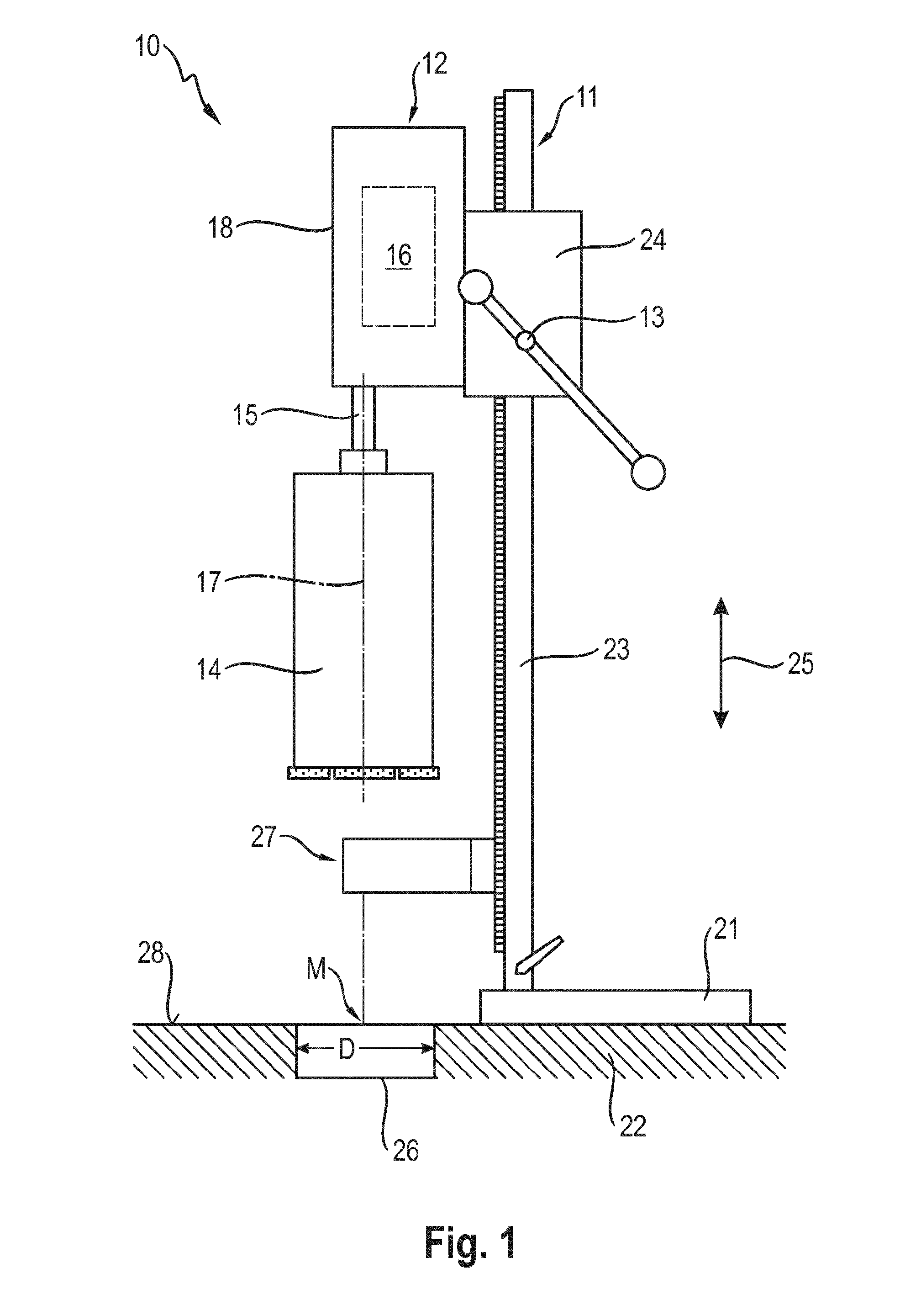 Device system having a positioning apparatus for determining a bore center point