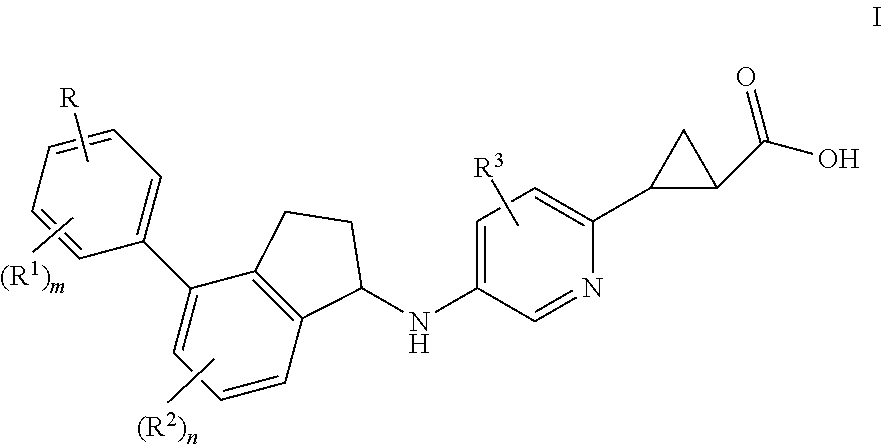 Indanylaminopyridylcyclopropanecarboxylic acids, pharmaceutical compositions and uses thereof