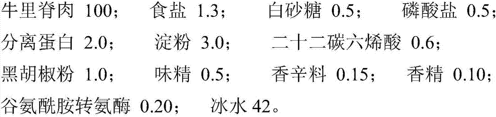 Children beefsteak capable of supplementing docosahexaenoic acid and preparation method of children beefsteak