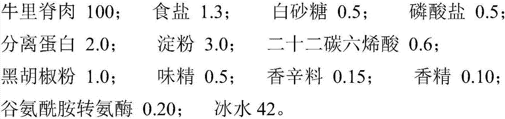 Children beefsteak capable of supplementing docosahexaenoic acid and preparation method of children beefsteak