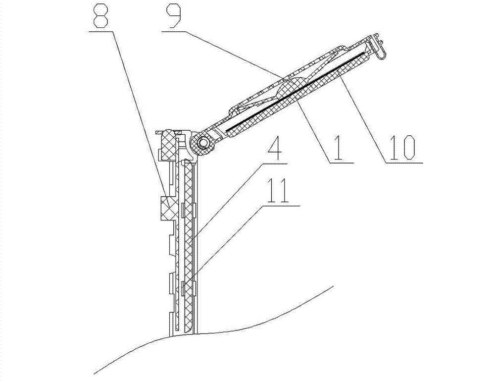 Turning cover type solar charging device of camping radio set