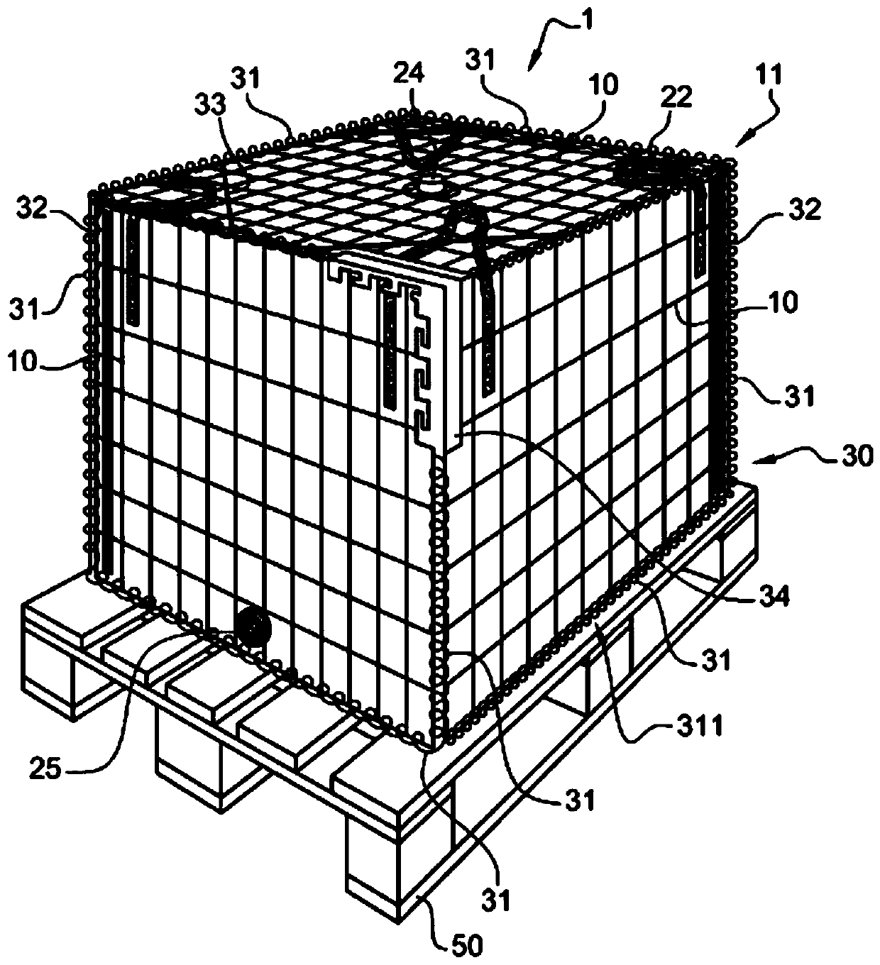 Foldable modular packaging, in particular for industrial products