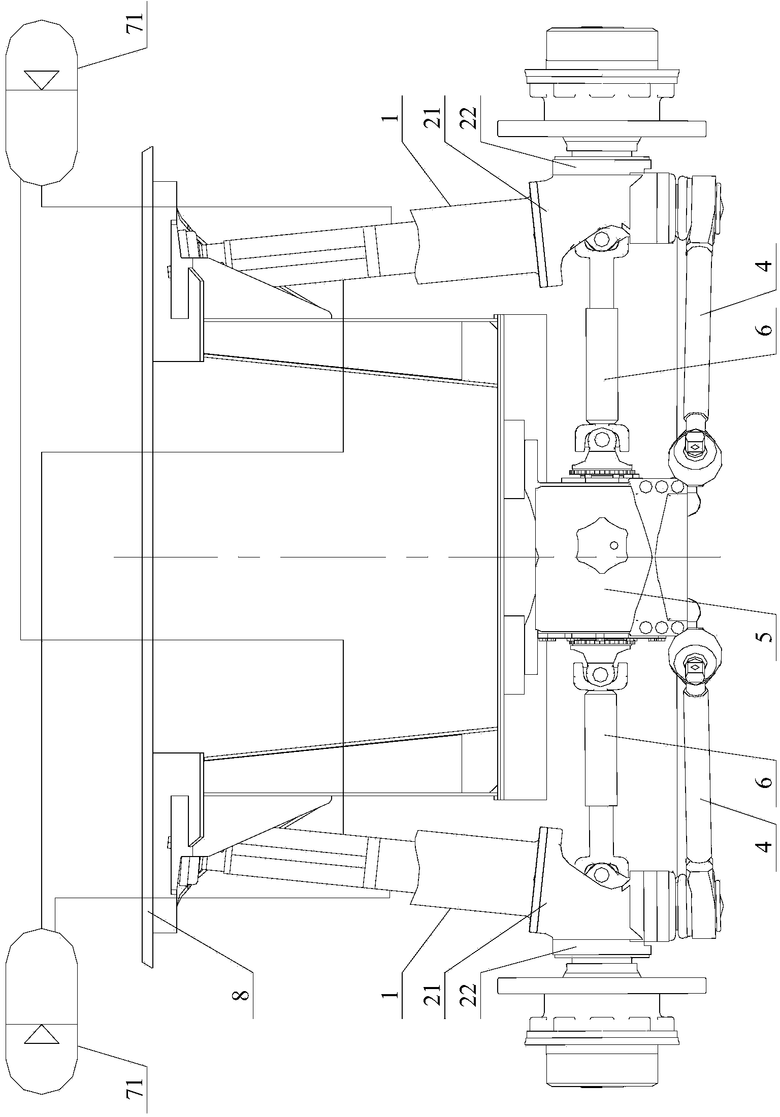 Independent suspension system and crane with same