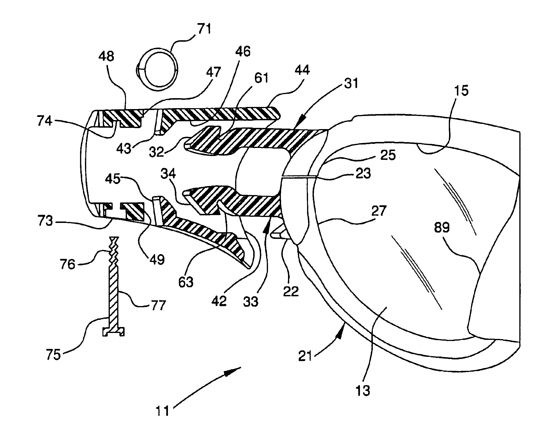 Impact resistant eyewear frame assembly having a split frame