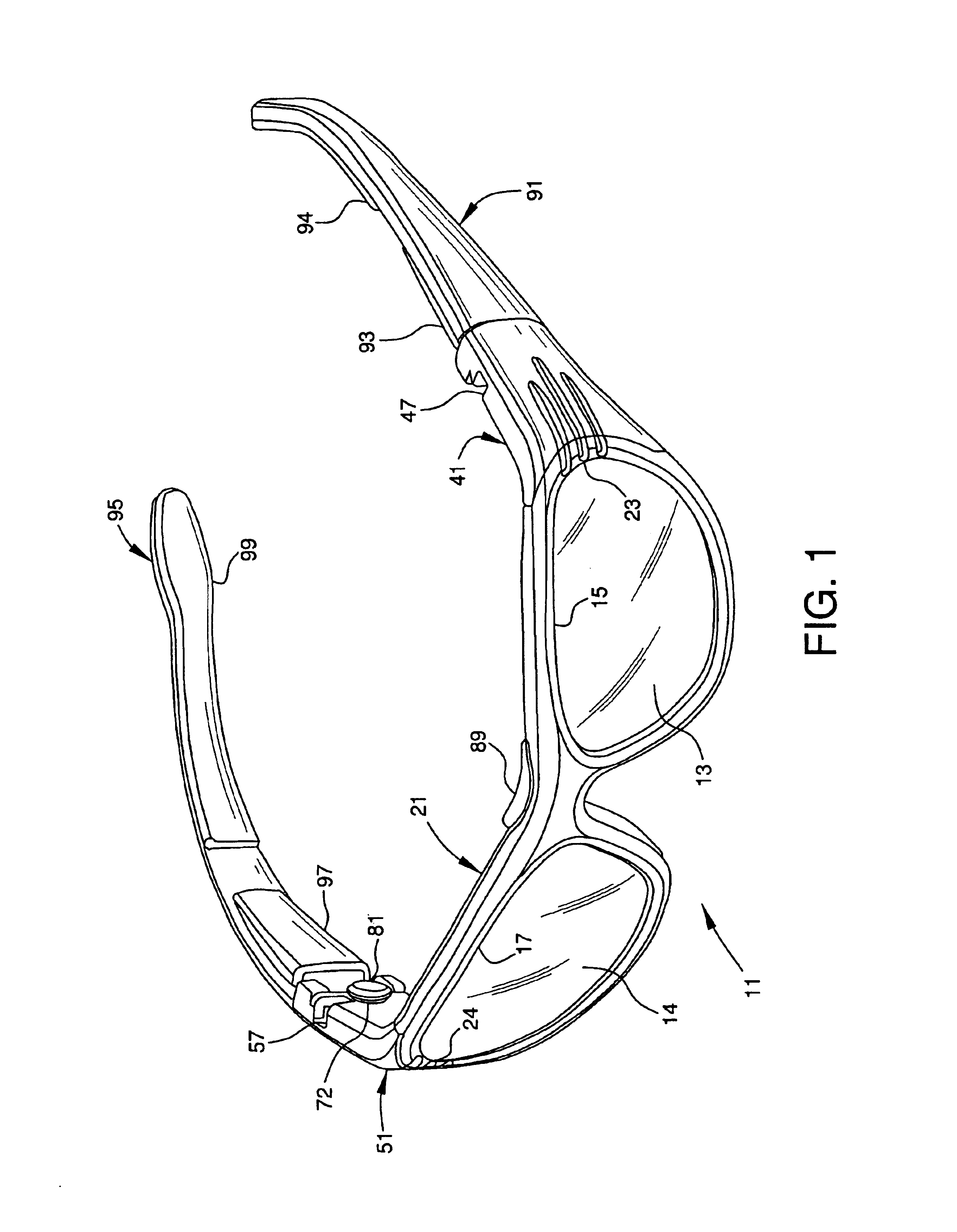 Impact resistant eyewear frame assembly having a split frame