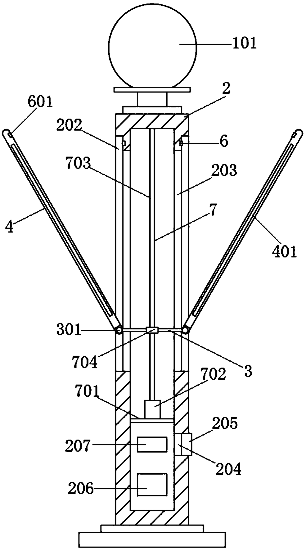 Adjustable rain shelter type landscape lamp device