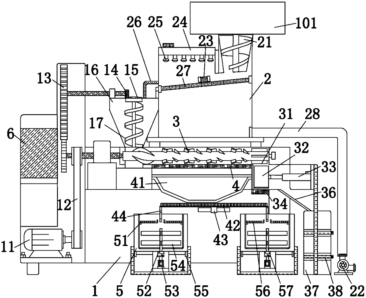 Self-screening oil press capable of being used for assembly line