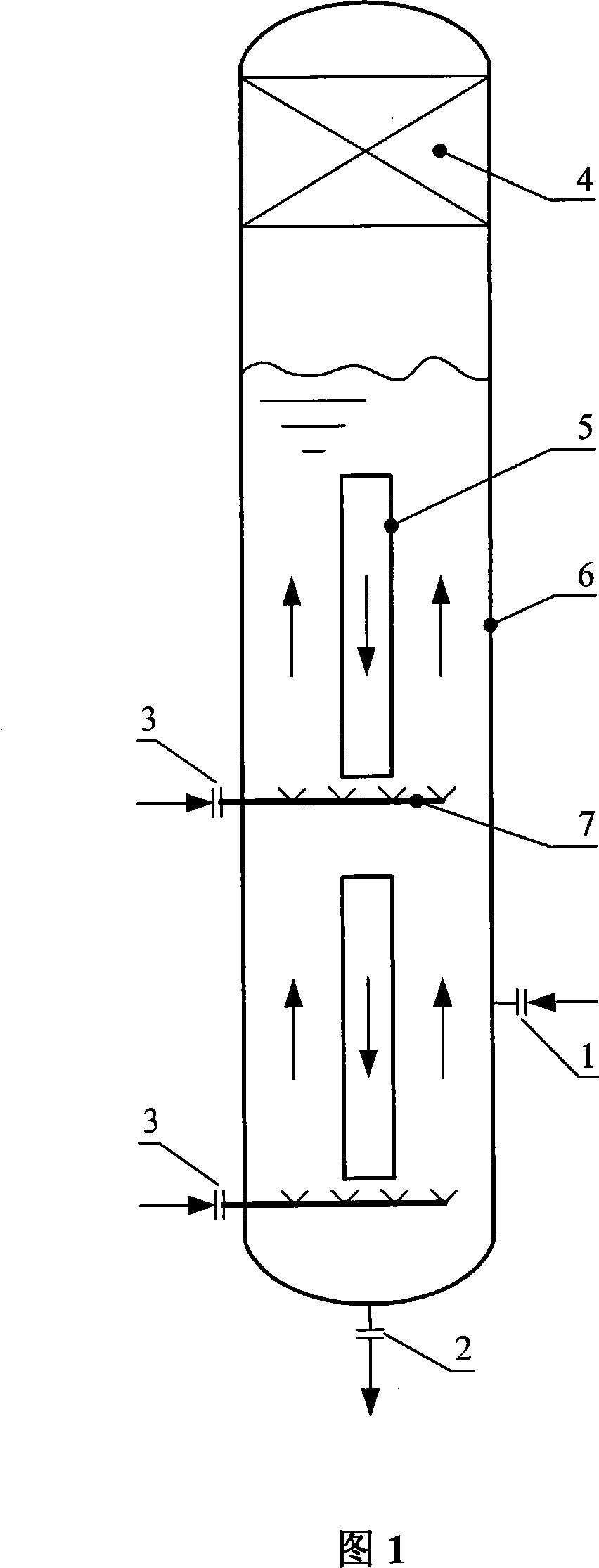 Oxidizing reactor in bubbling tower of internal circulation for producing aromatic acid