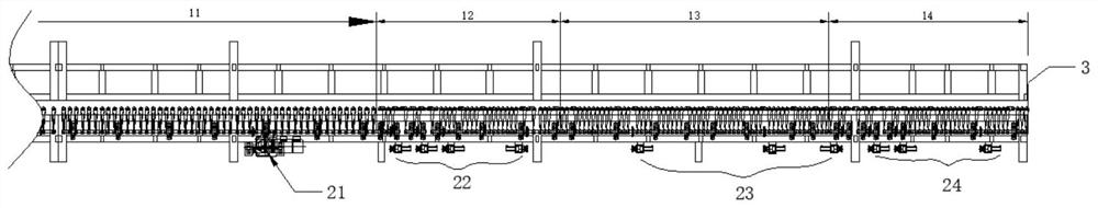 Conveying method of heating furnace in continuous glass toughening furnace