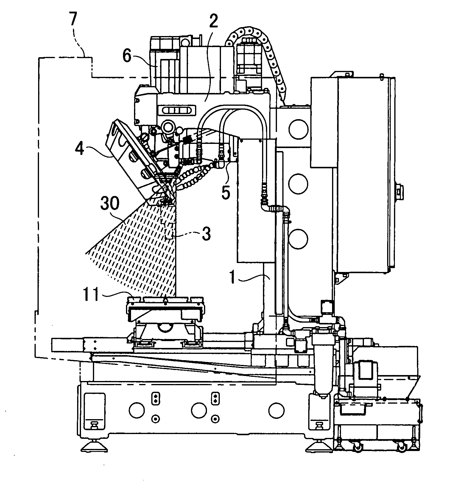 Tool changing device and tool cleaning method