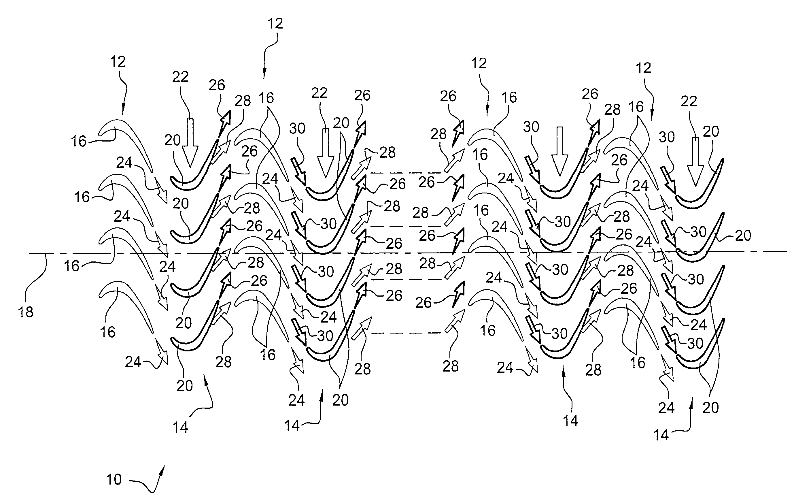 Method of designing a multistage turbine for a turbomachine