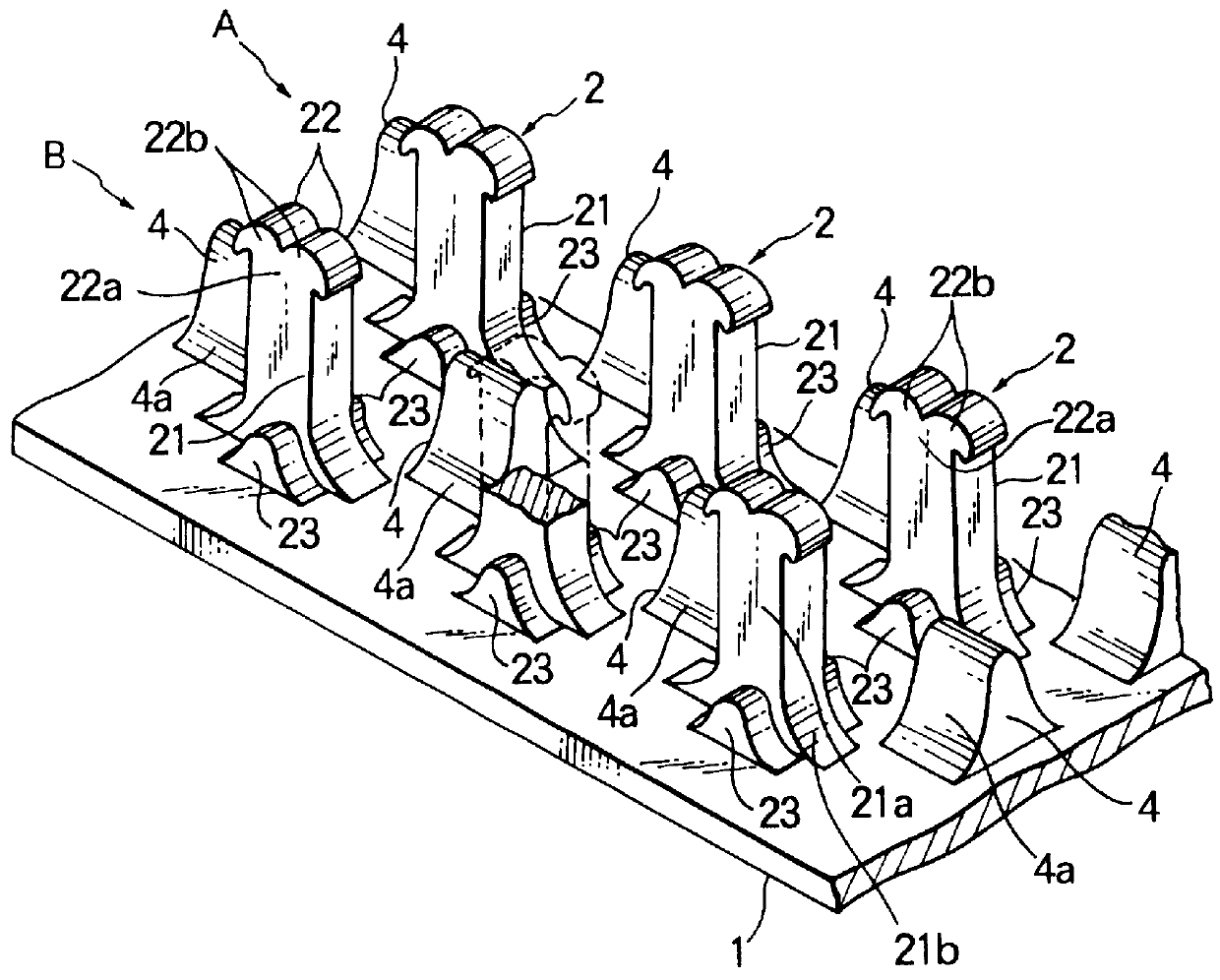 Molded surface fastener