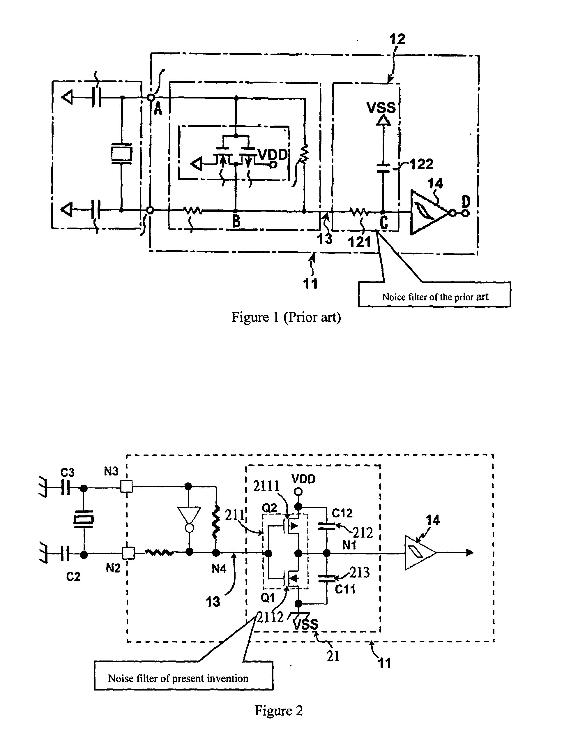 Noise filter for an integrated circuit