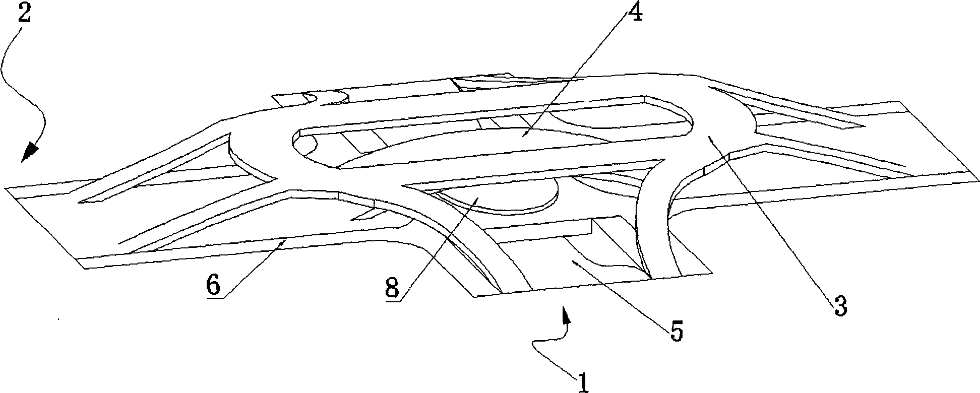 Crossroad barrier-free all-direction combined type transportation junction