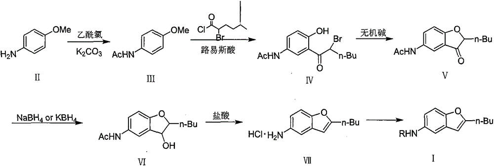 2-n-butyl-5-substituted aminobenzofuran and its preparation method