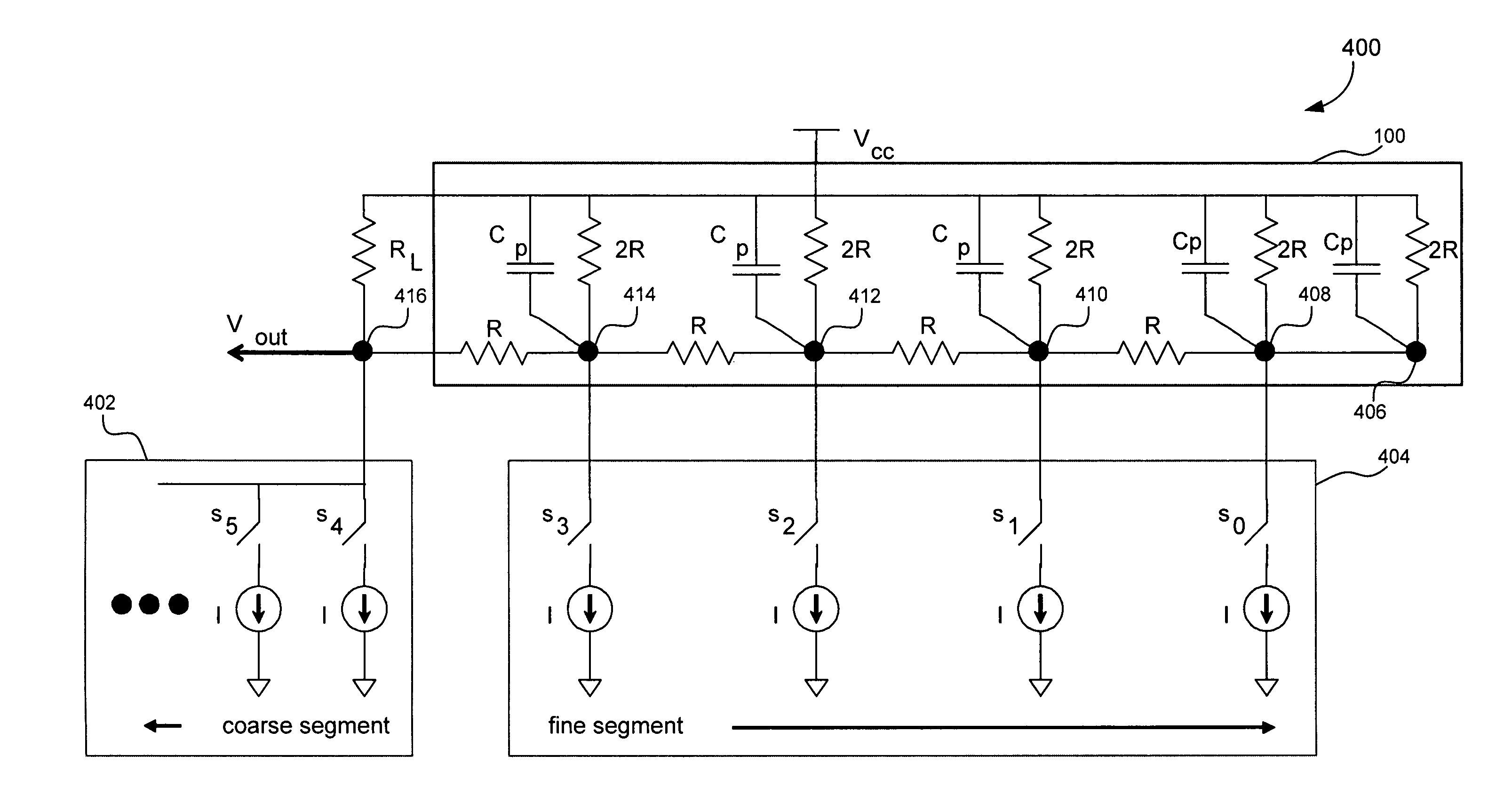 Delay equalized Z/2Z ladder for digital to analog conversion