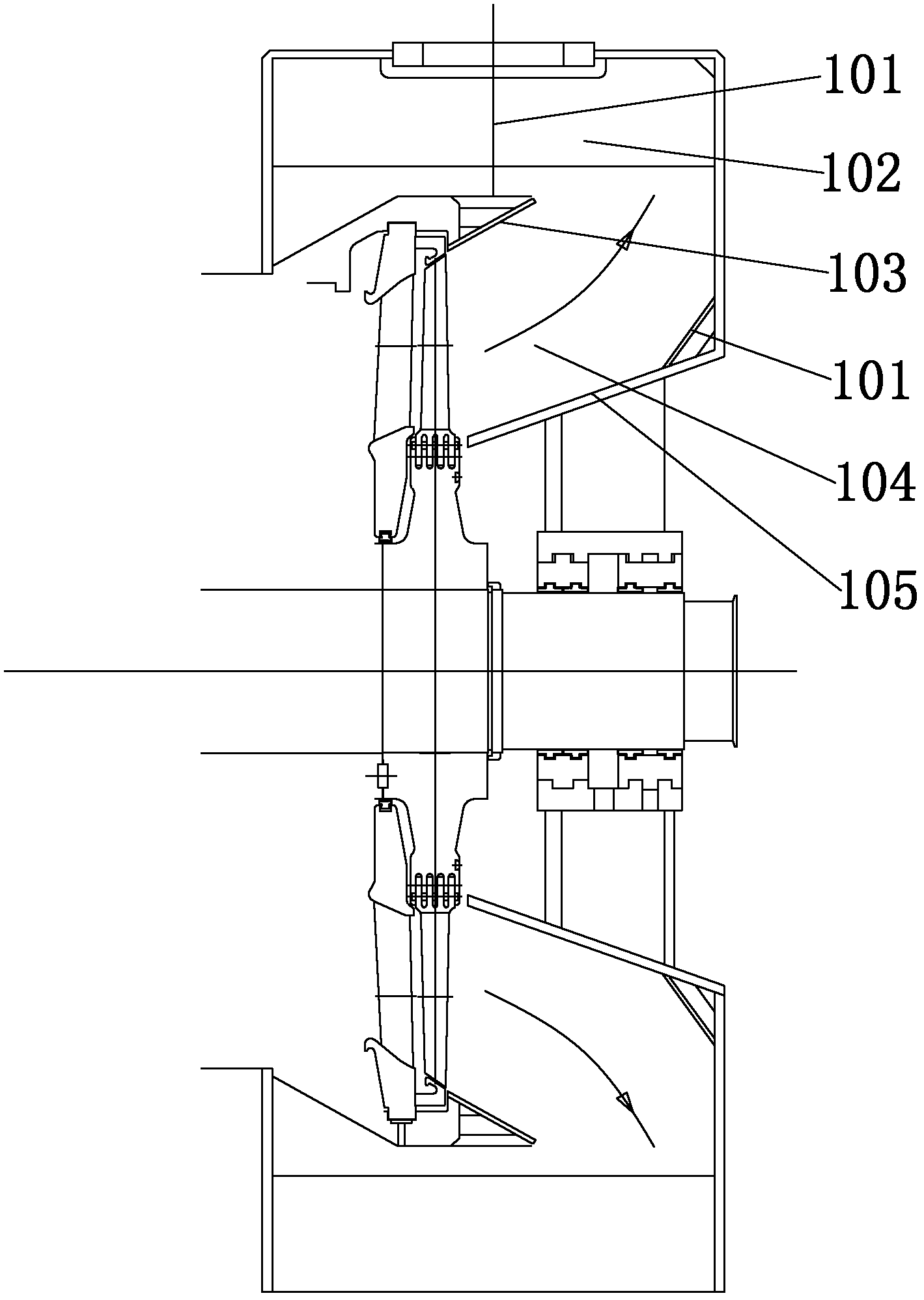 Exhaust steam cylinder of miniature steam turbine