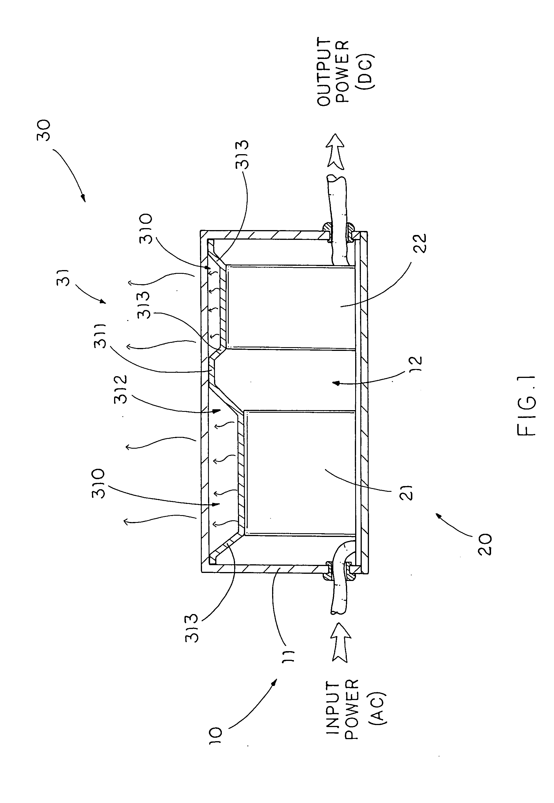 Power adapter with heat sink device