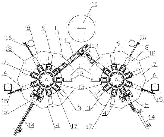 Automatic nine-station casting machine for engine cylinder liner blank