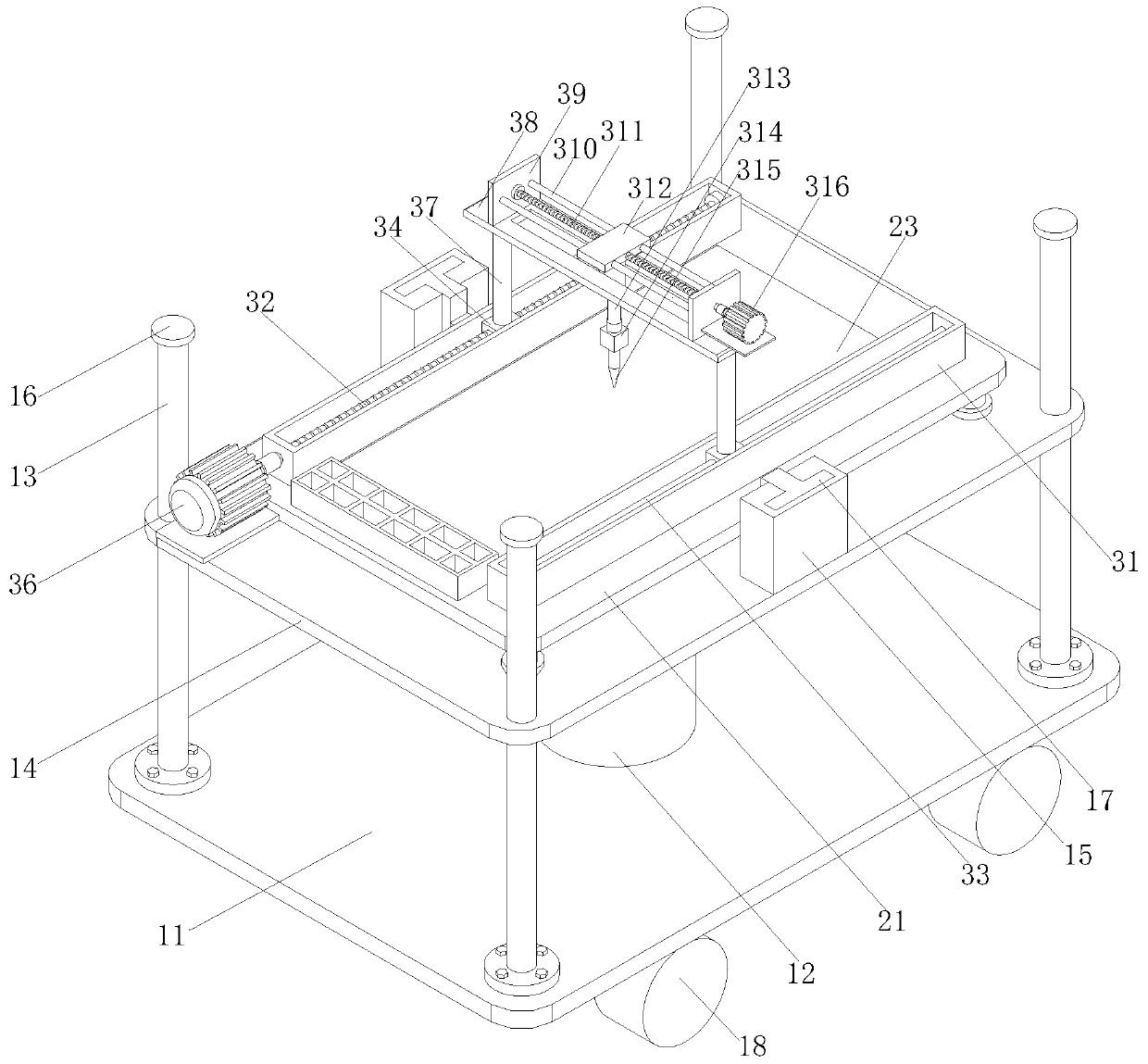 Drawing equipment provided with assembling and placing device