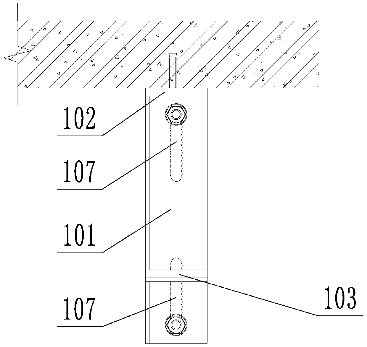 Suspended ceiling structure without suspension rod