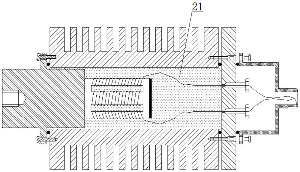 Cooling device and method for fin type industrial magnetostrictive type ultrasonic transducer