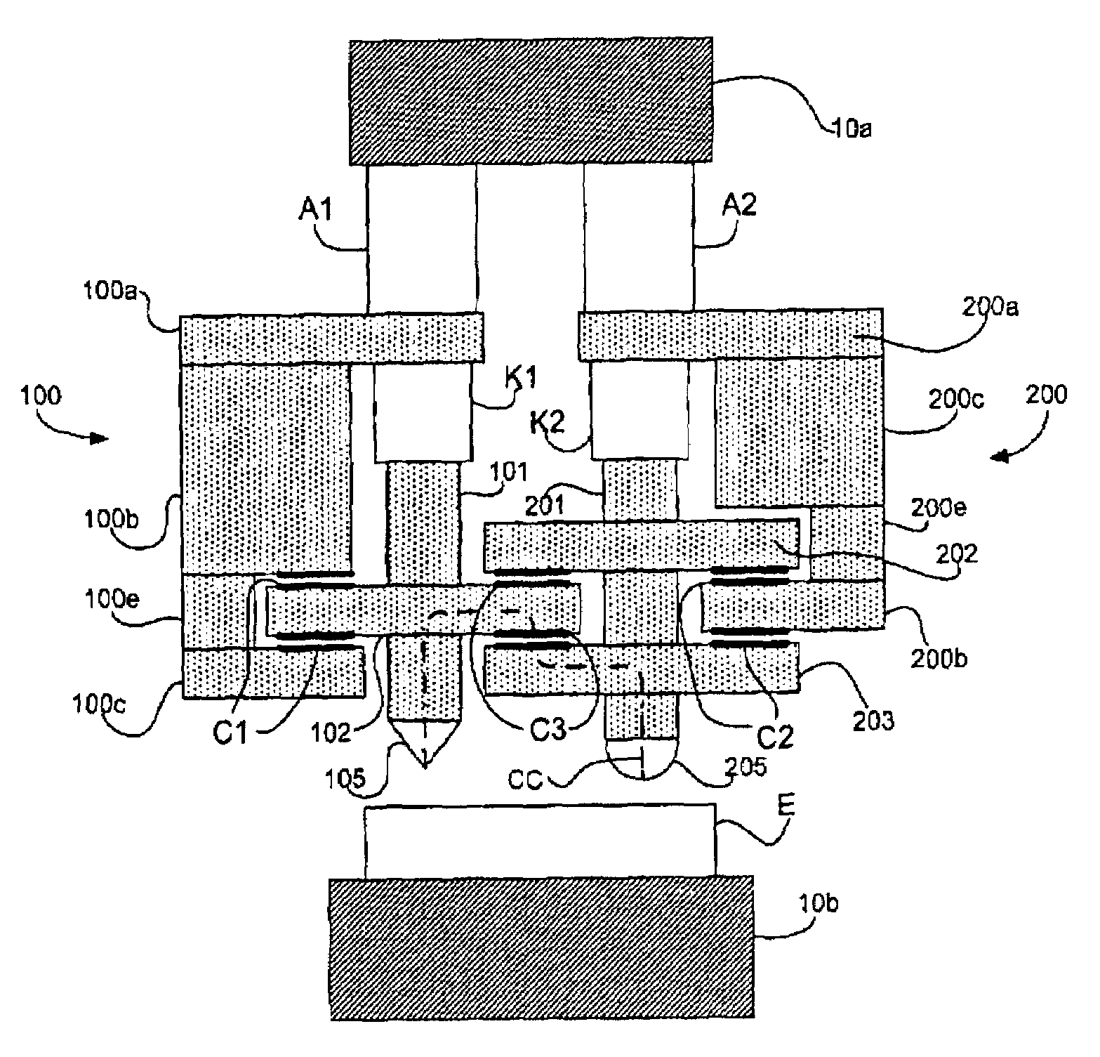 Measuring head for nanoindentation instrument and measuring method using same