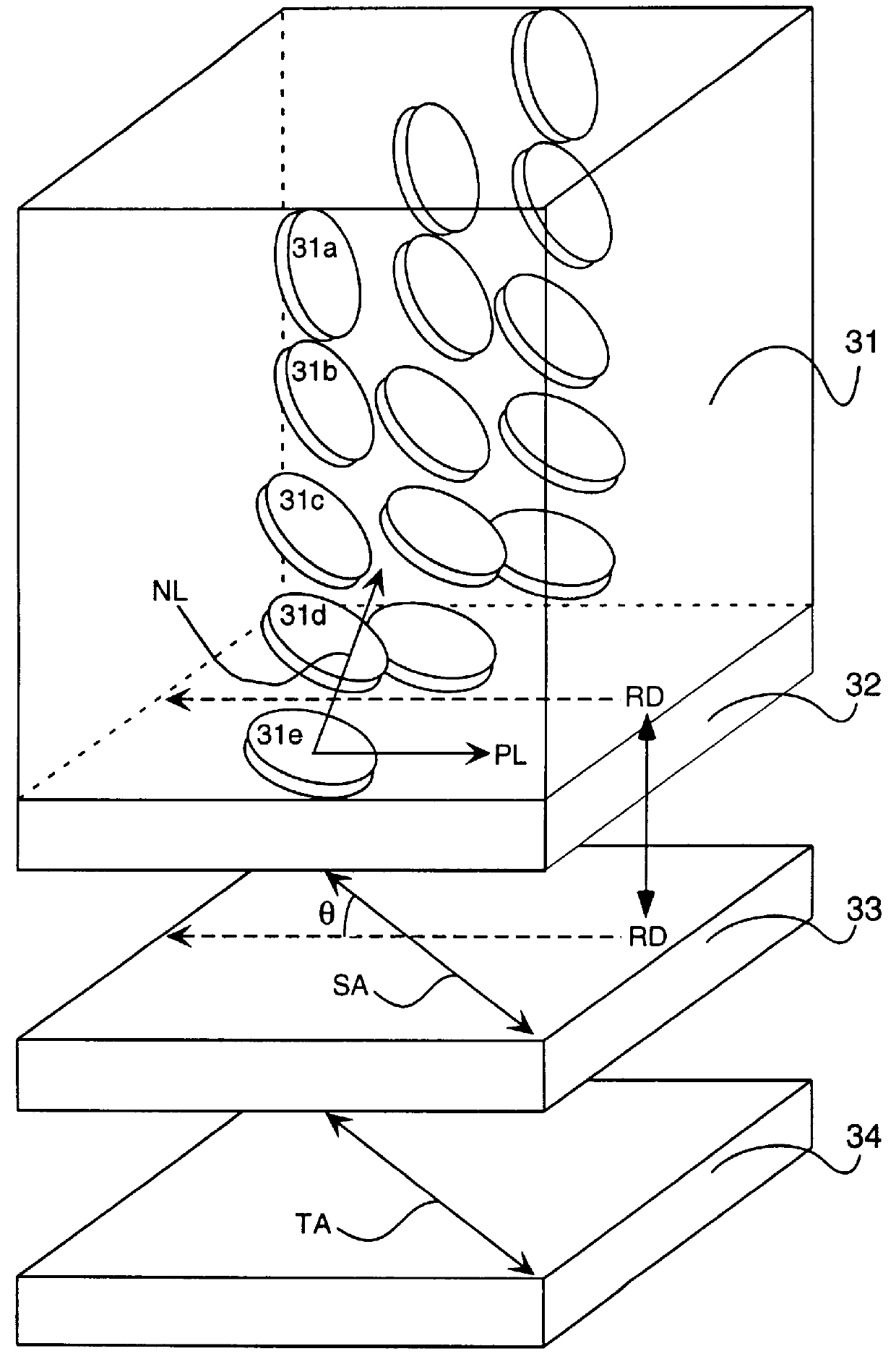 Liquid crystal display with ellipsoidal polarizing plate having an optically anisotropic layer transparent substrate and a polarizing membrane