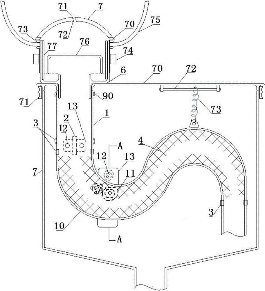 Water saving type water seal device and preparation method thereof