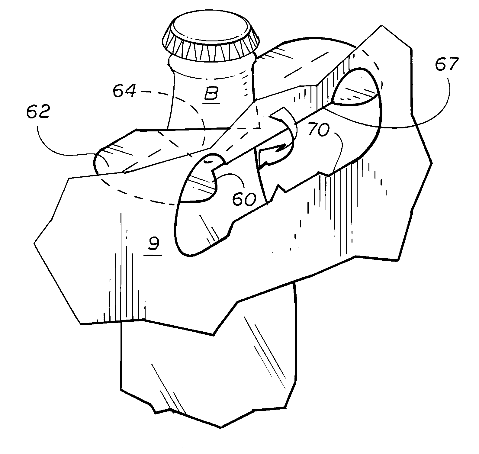 Carton handle with bottle neck avoidance