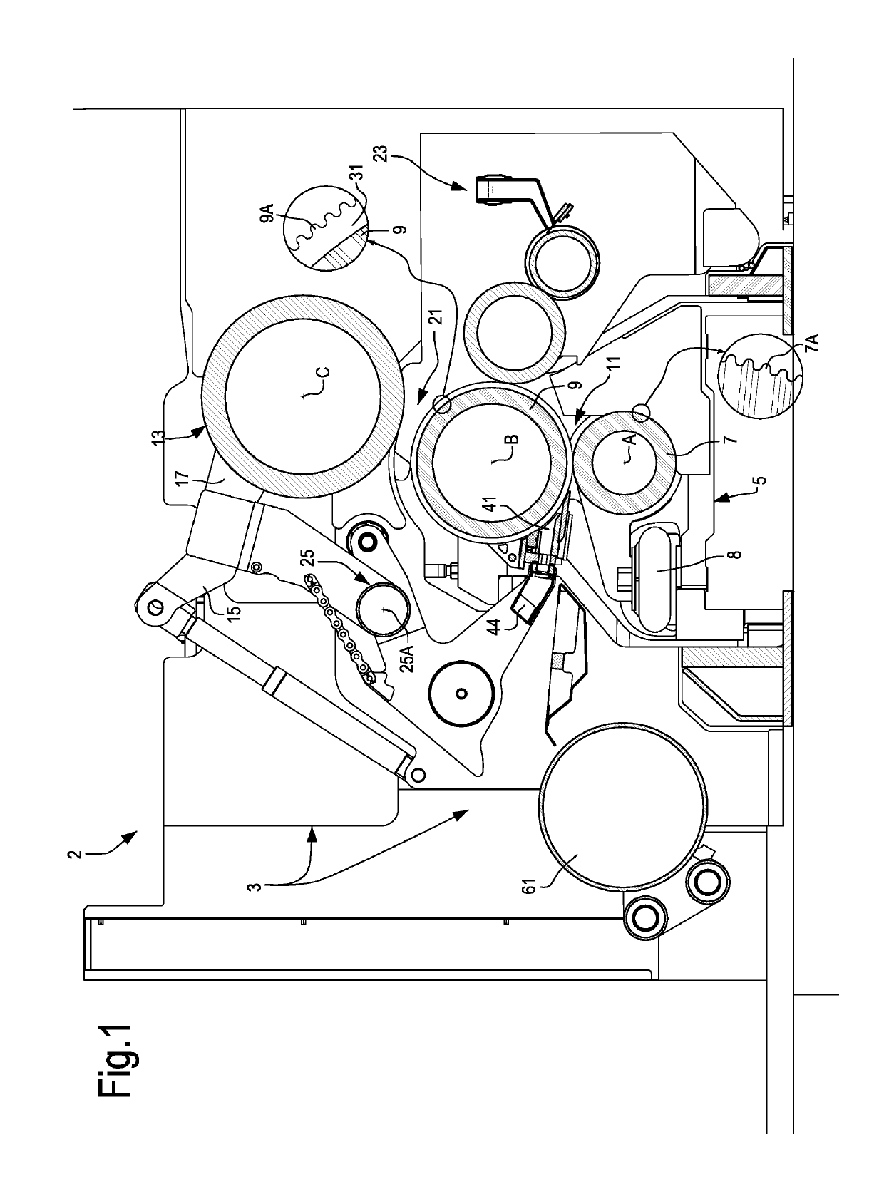 Single facer for producing single face corrugated paperboard, and related method