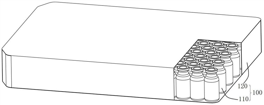 Opening device for container outer packaging and opening method thereof